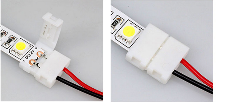 5050 10mm单色裸板免焊卡扣连接线 led灯带快速连接器单色单头