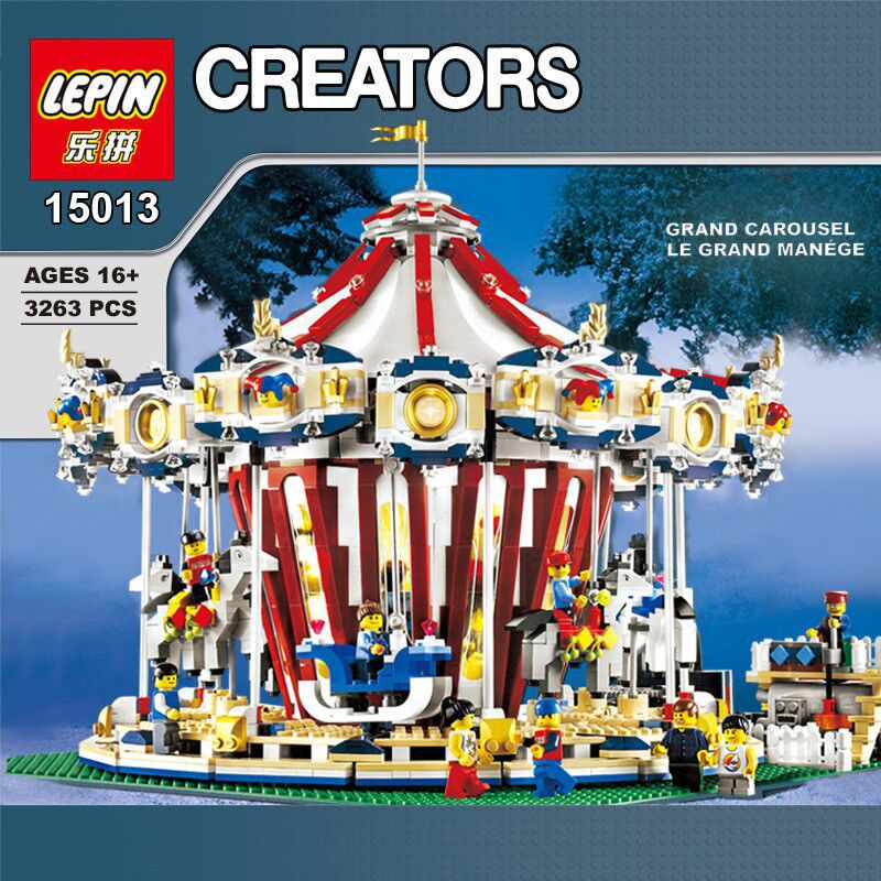 乐拼积木15013创意街景系列之旋转木马拼插拼装儿童益智玩具