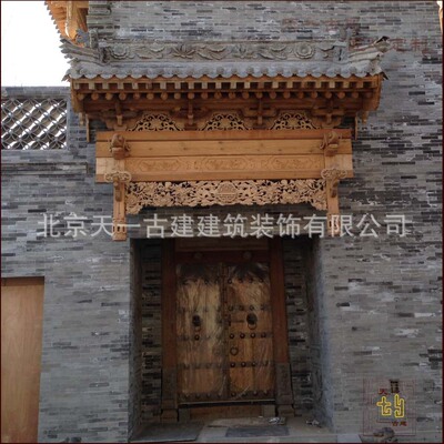 厂家定制仿古门楼门头设计园林古建实木榫卯工艺室内门楼工程施工