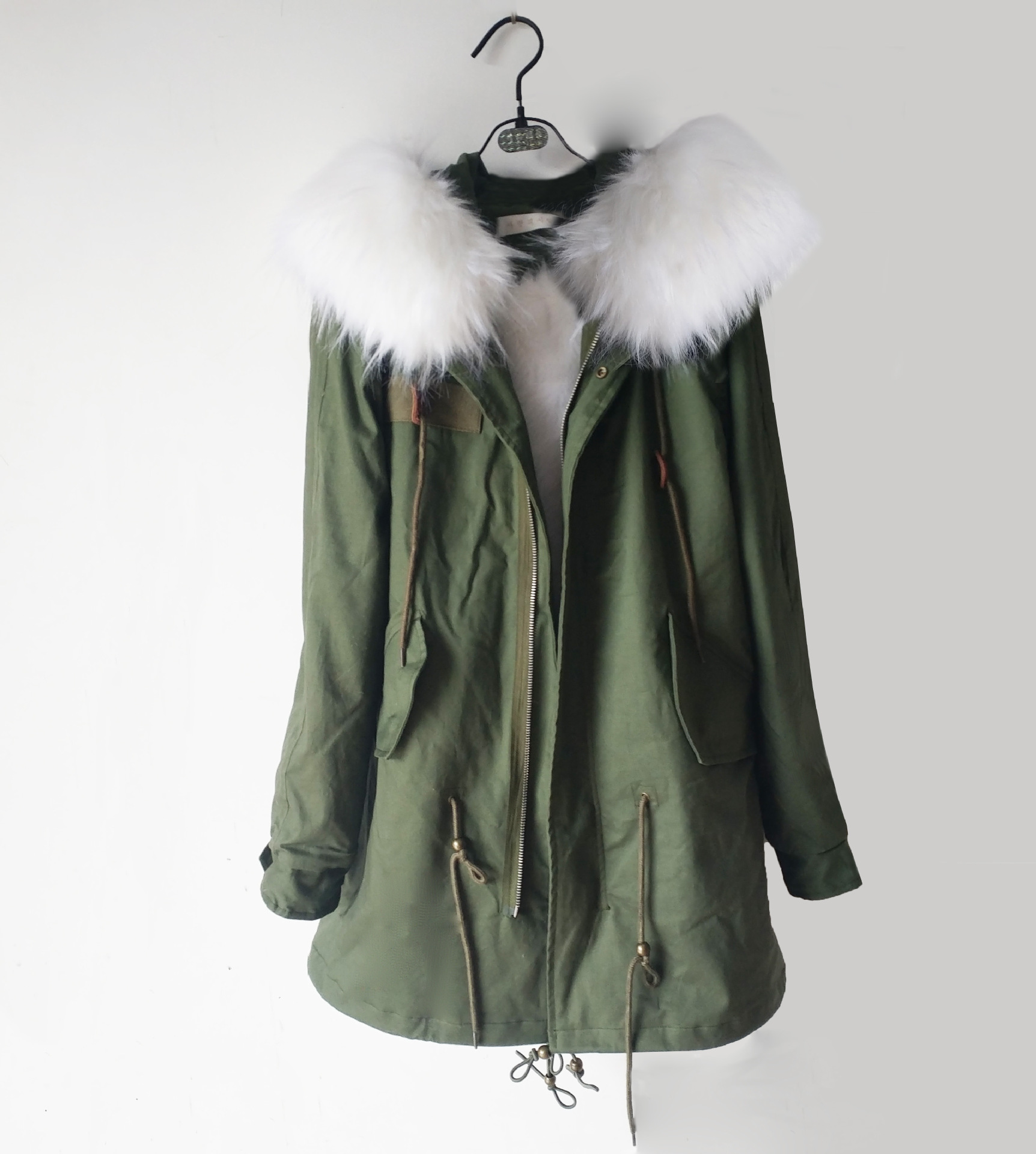 来自星星的你2全智贤千颂伊同款军绿色派克-女式风衣,大衣