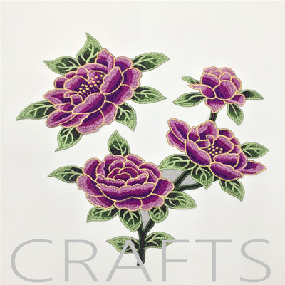 精致服装旗袍装饰辅料 高密度涤光水溶刺绣金线花片 厂家大量批发