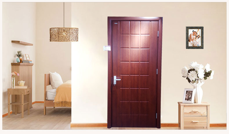 定做室内实木复合木门房门 隔音良好烤漆木门 办公室经典红棕木门