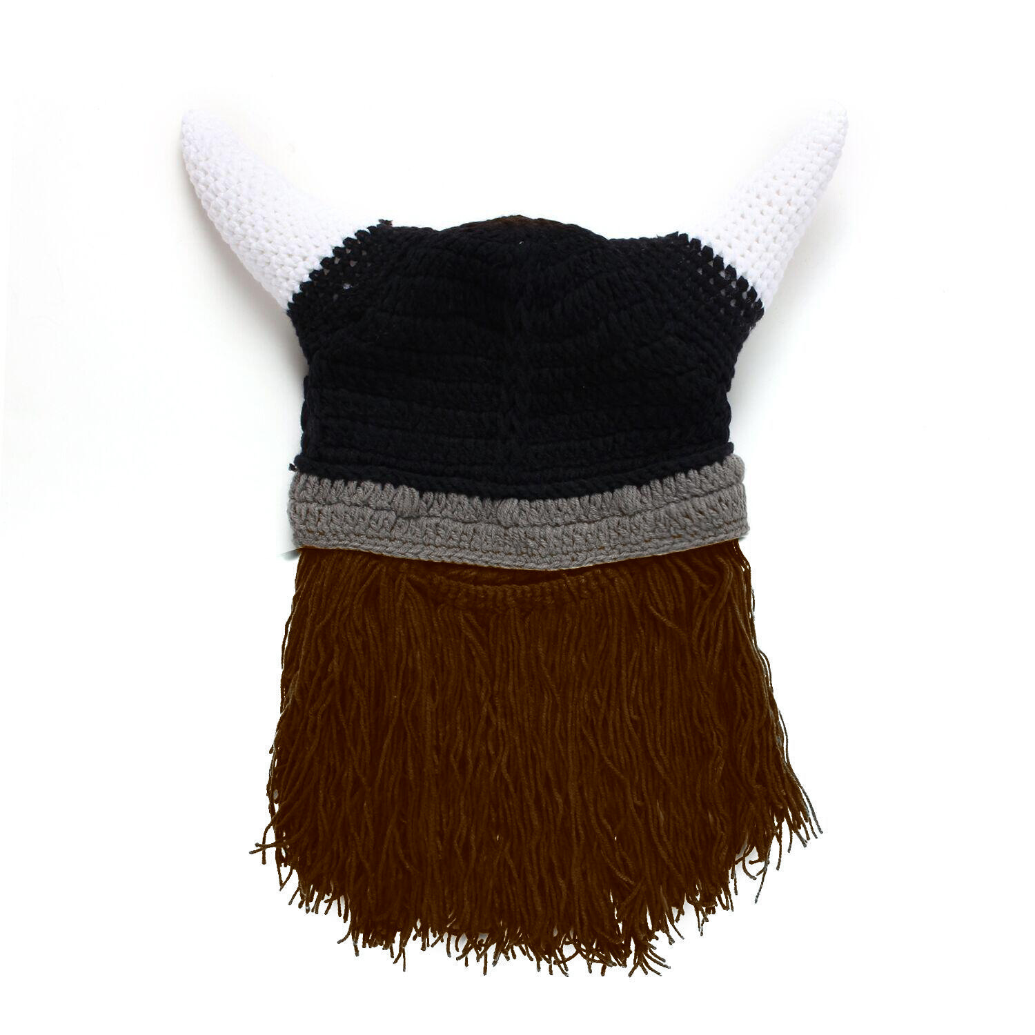 毛线帽 手工牛角帽 维京胡须毛线帽子 搞怪创意手工胡子帽