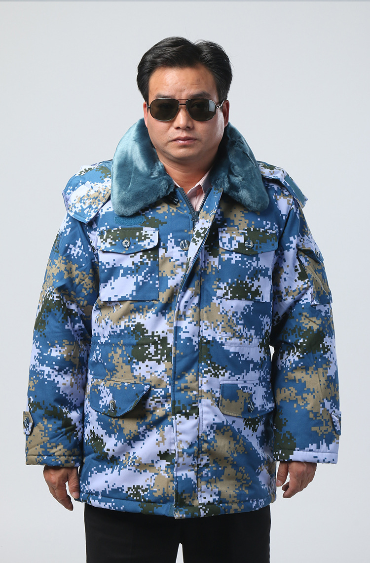 冬季海洋迷彩防寒军大衣 海陆战队男作训大