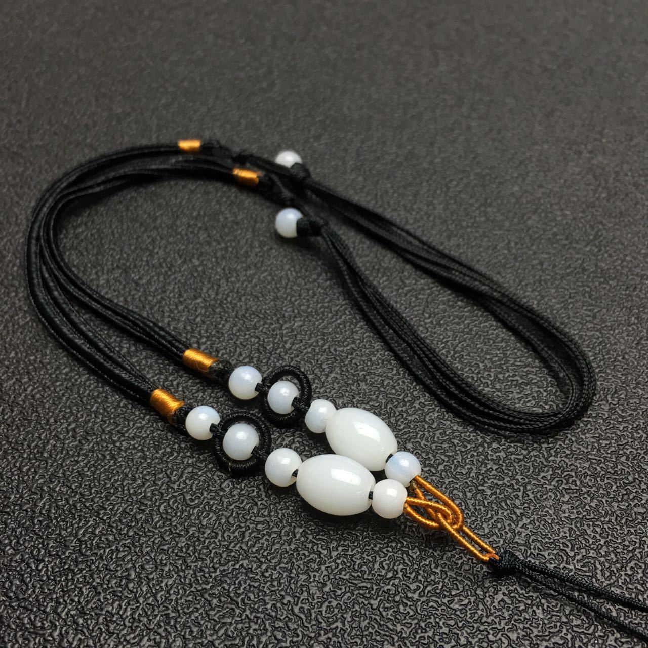 双线玻璃珠挂绳翡翠玉器饰品吊坠项链绳粗款编织玉线绳厂家批发