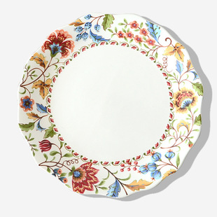 11英寸花边家用菜盘子圆形西餐盘牛排盘大盘子平盘装饰盘挂盘碎花