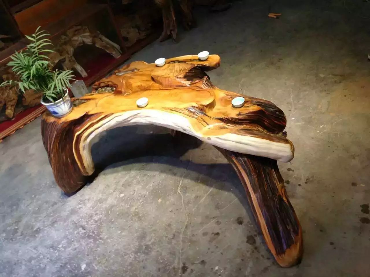 大树根 崖柏根雕茶台制作 2016年新款崖柏整体茶桌诚招代理