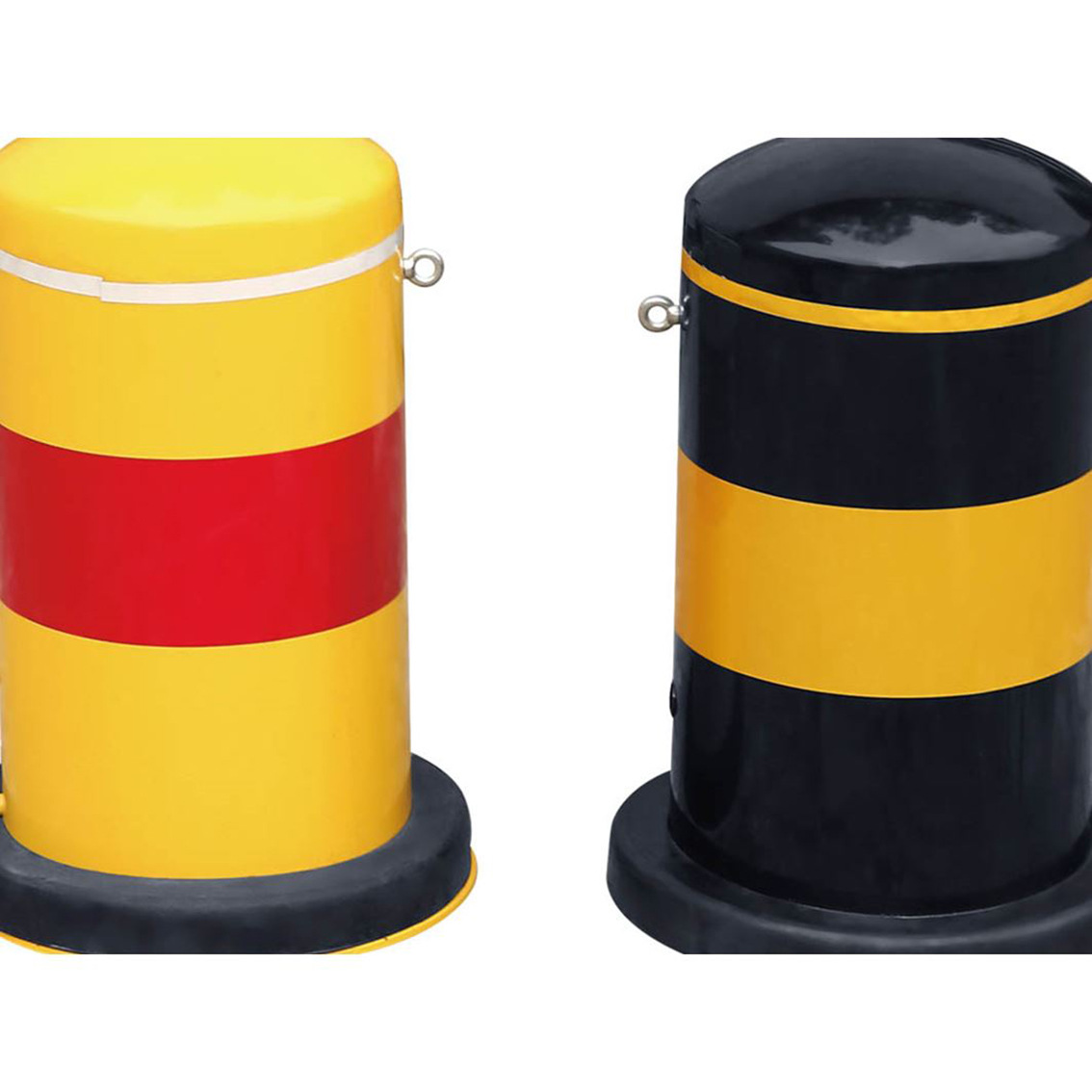 固定式钢制反光路障 黄黑警示柱道路隔离道路反光路障 交通设施