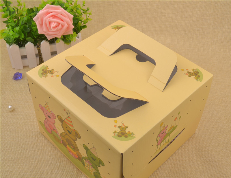 厂家直销牛皮纸礼品盒 生日蛋糕盒定做烘焙包装礼品盒手提批发