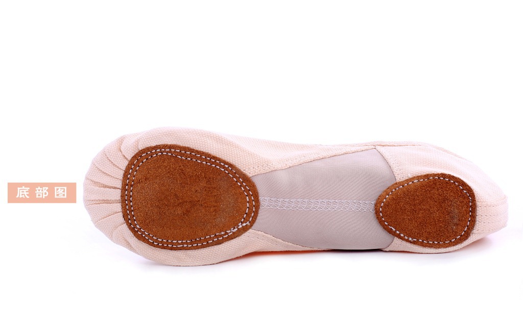 高端帆布舞蹈鞋女式弹力布反绒皮底足尖鞋儿童两点猫爪鞋练功鞋