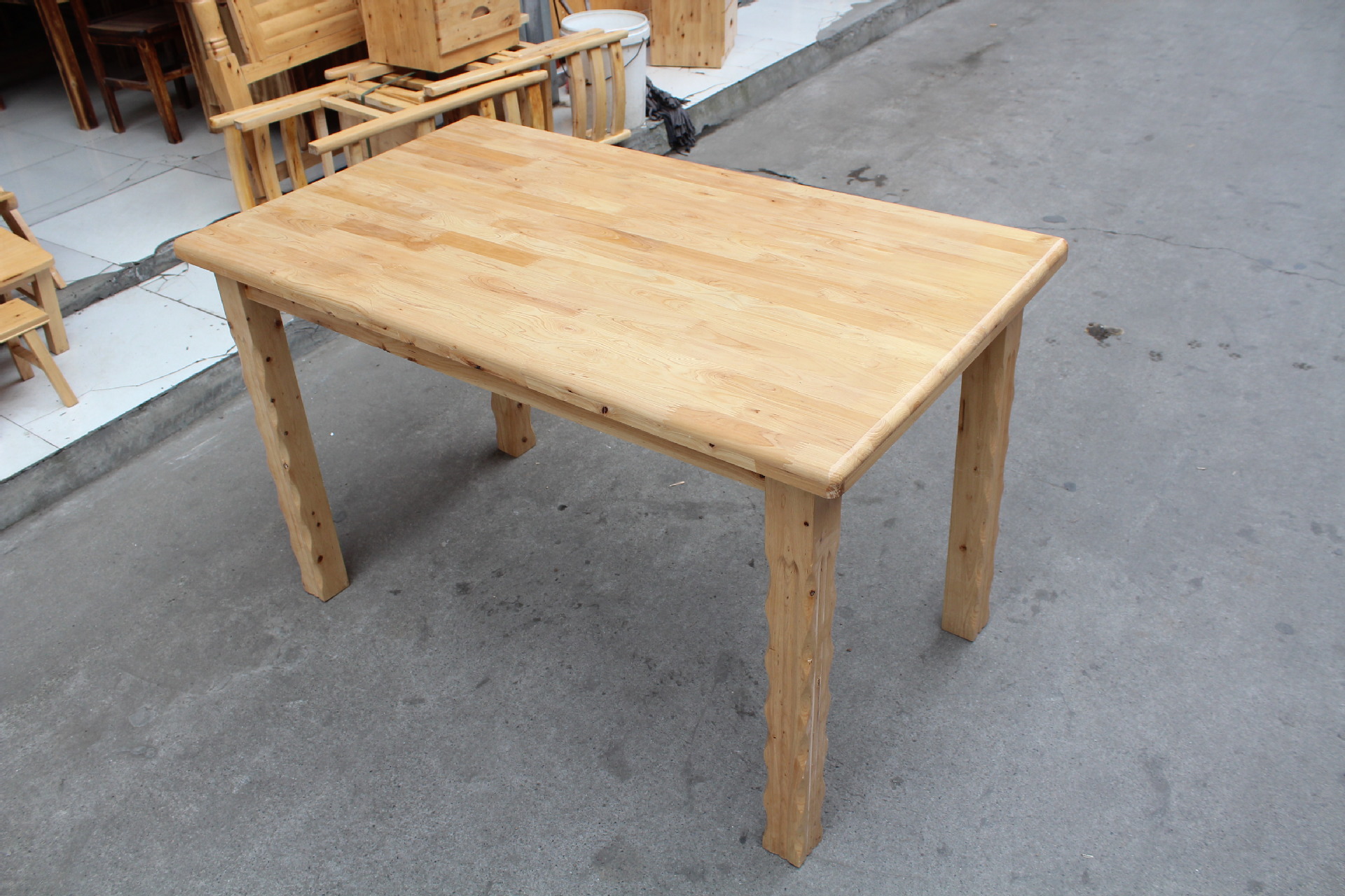 柏木指节面中式实木餐桌 可拆装柏木餐桌 家用餐桌椅组合