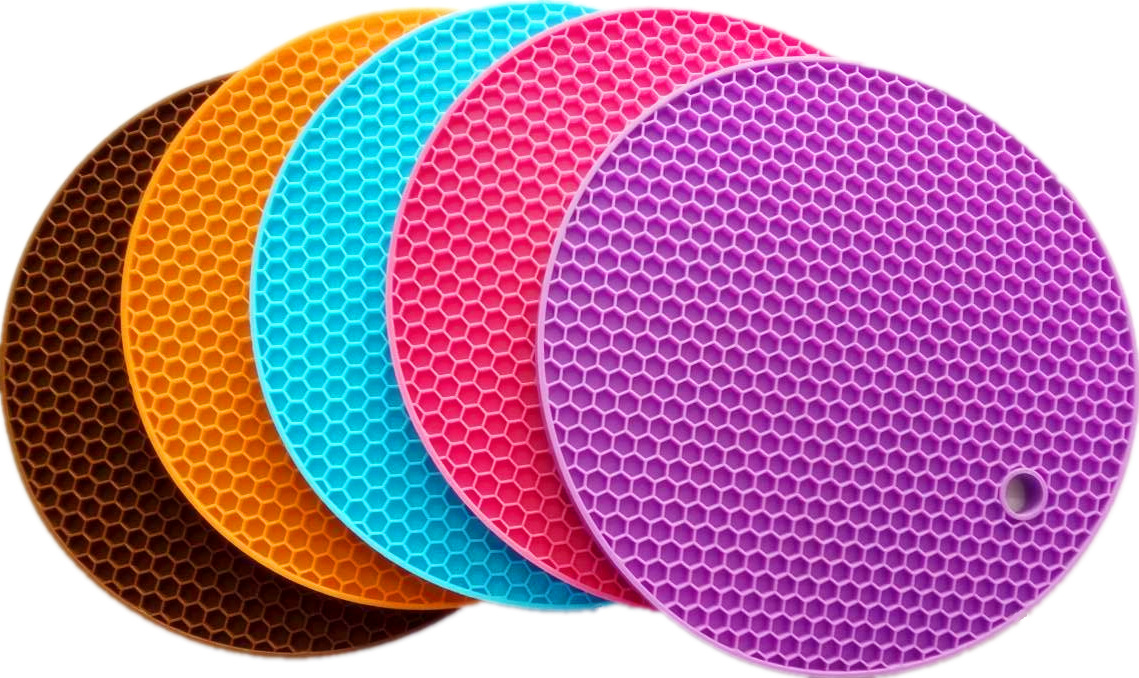 厂家销售圆形蜂窝餐垫 防烫防滑耐高温硅胶餐垫 硅胶隔热餐桌垫