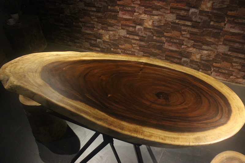 精品胡桃木圆桌雨豆木实木原木生态茶桌咖啡桌休闲桌123-50-6