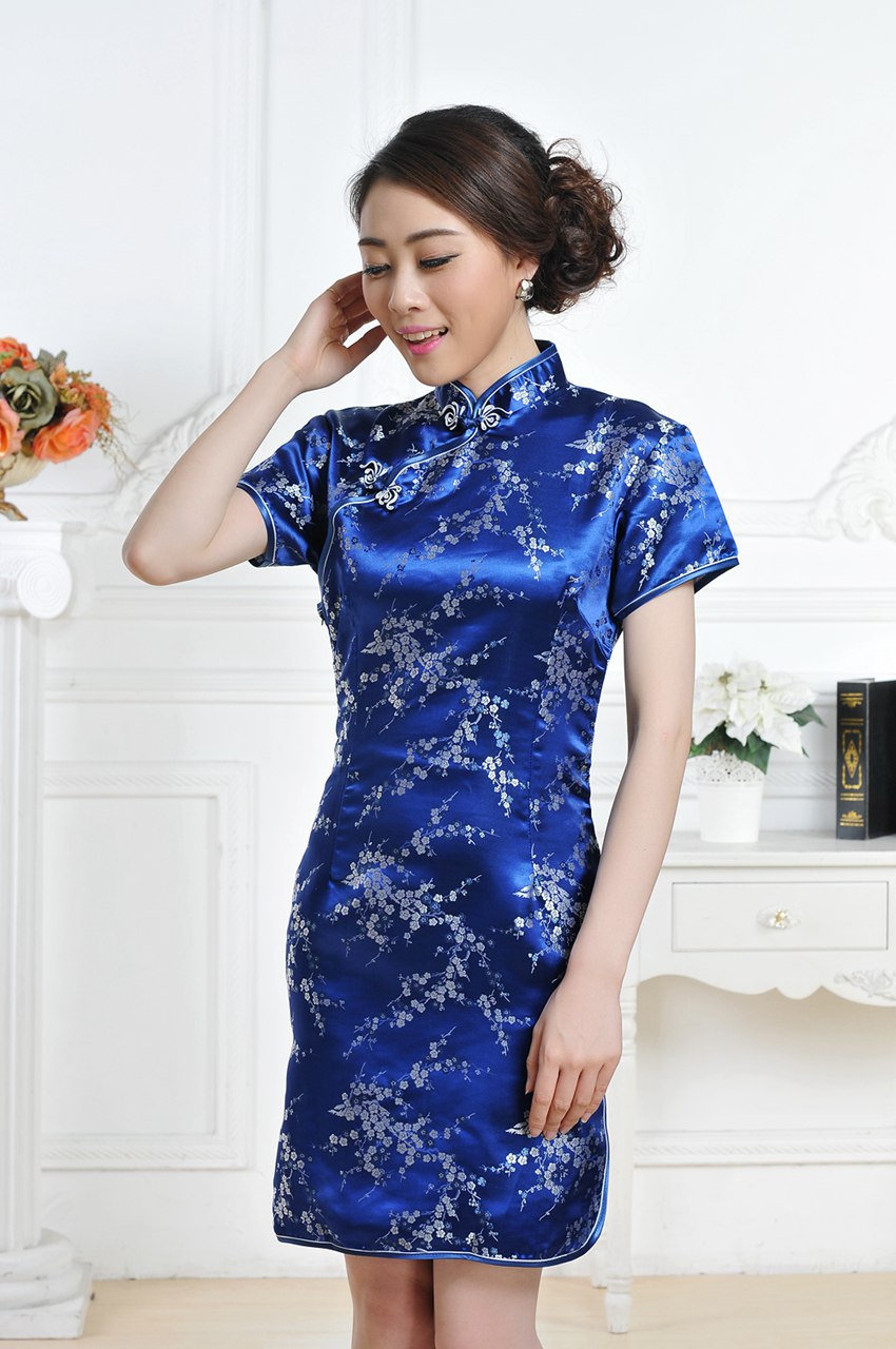 梅花短旗袍 女士唐装夏装旗袍裙礼仪表演出服中式改良复古短裙