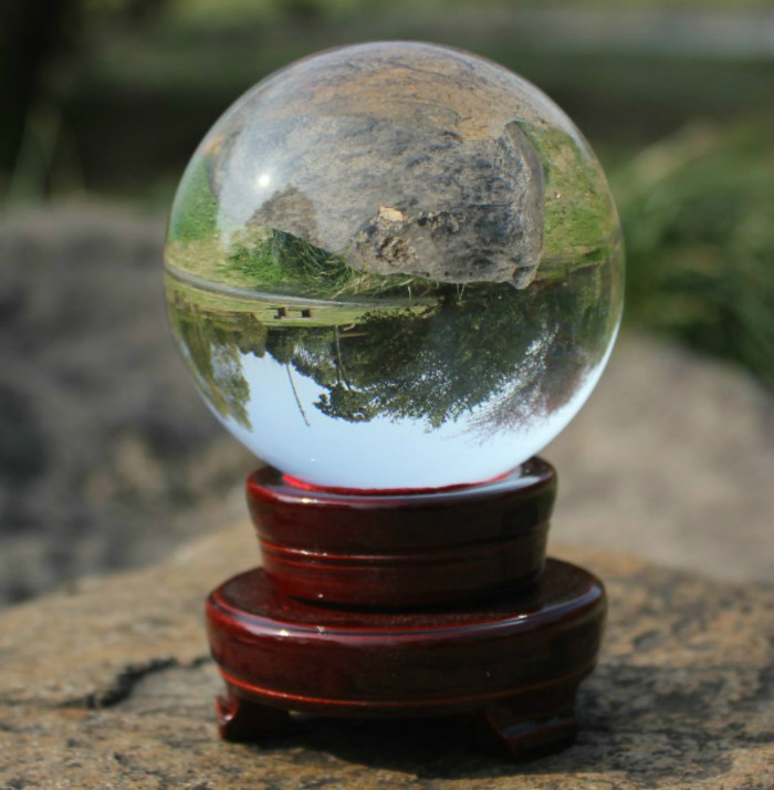 水晶玻璃球**摆件透明水晶光球办公室玻璃球摆件 魔术球