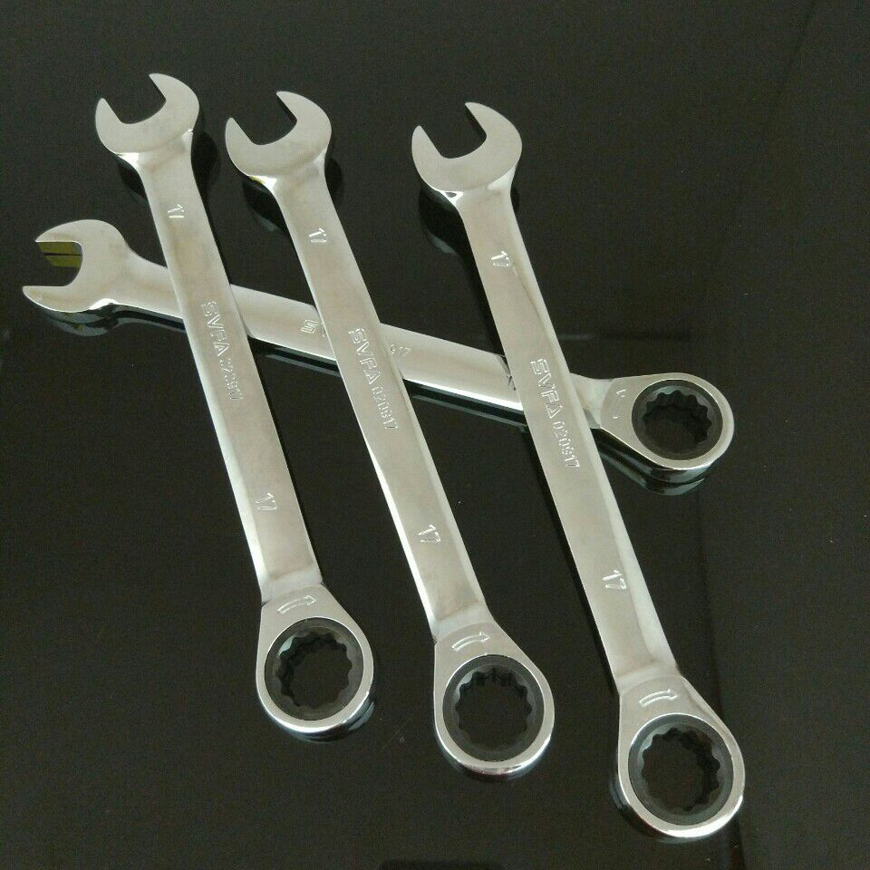 厂家供应汽修五金工具72齿镜面铬钒钢快速棘轮开口梅花两用扳手