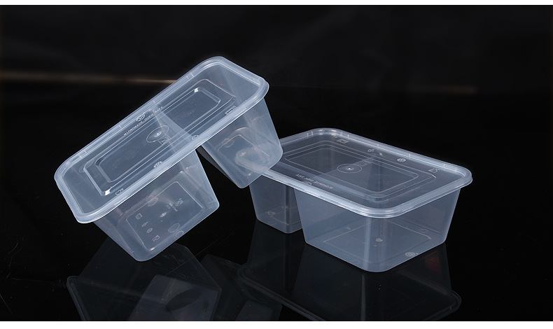 家汇能透明双格餐盒一次性饭盒外卖快餐盒环保盒微波塑料打包盒