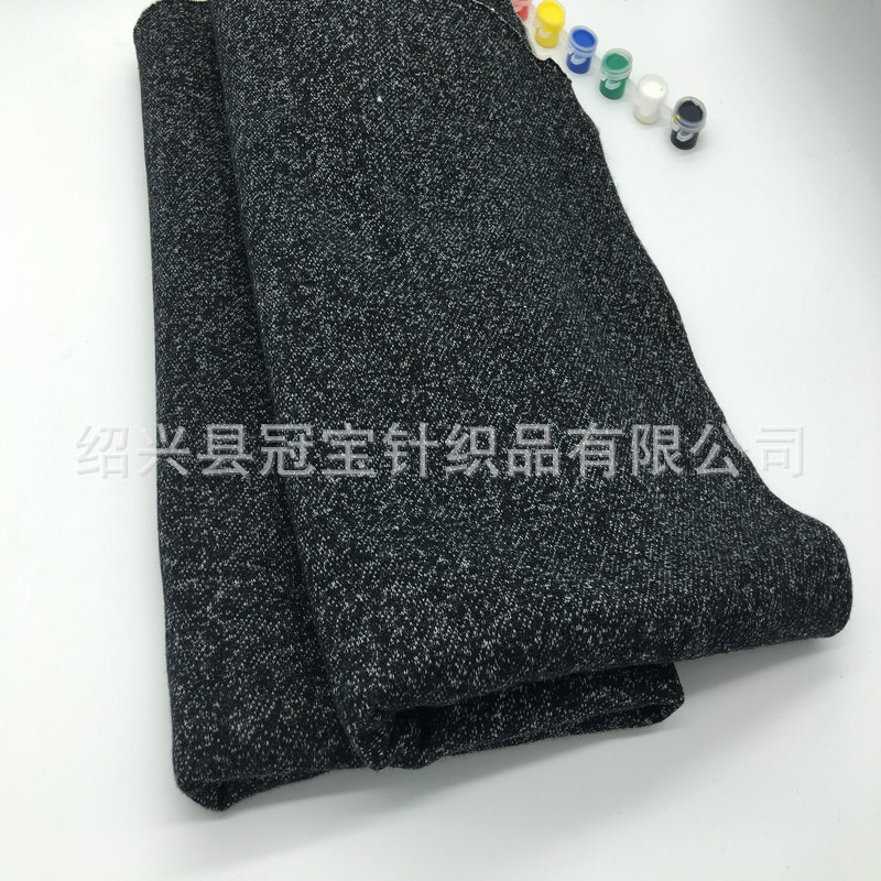 cvc卫衣绒布 黑底白星 色织白点点 三线卫衣单面绒