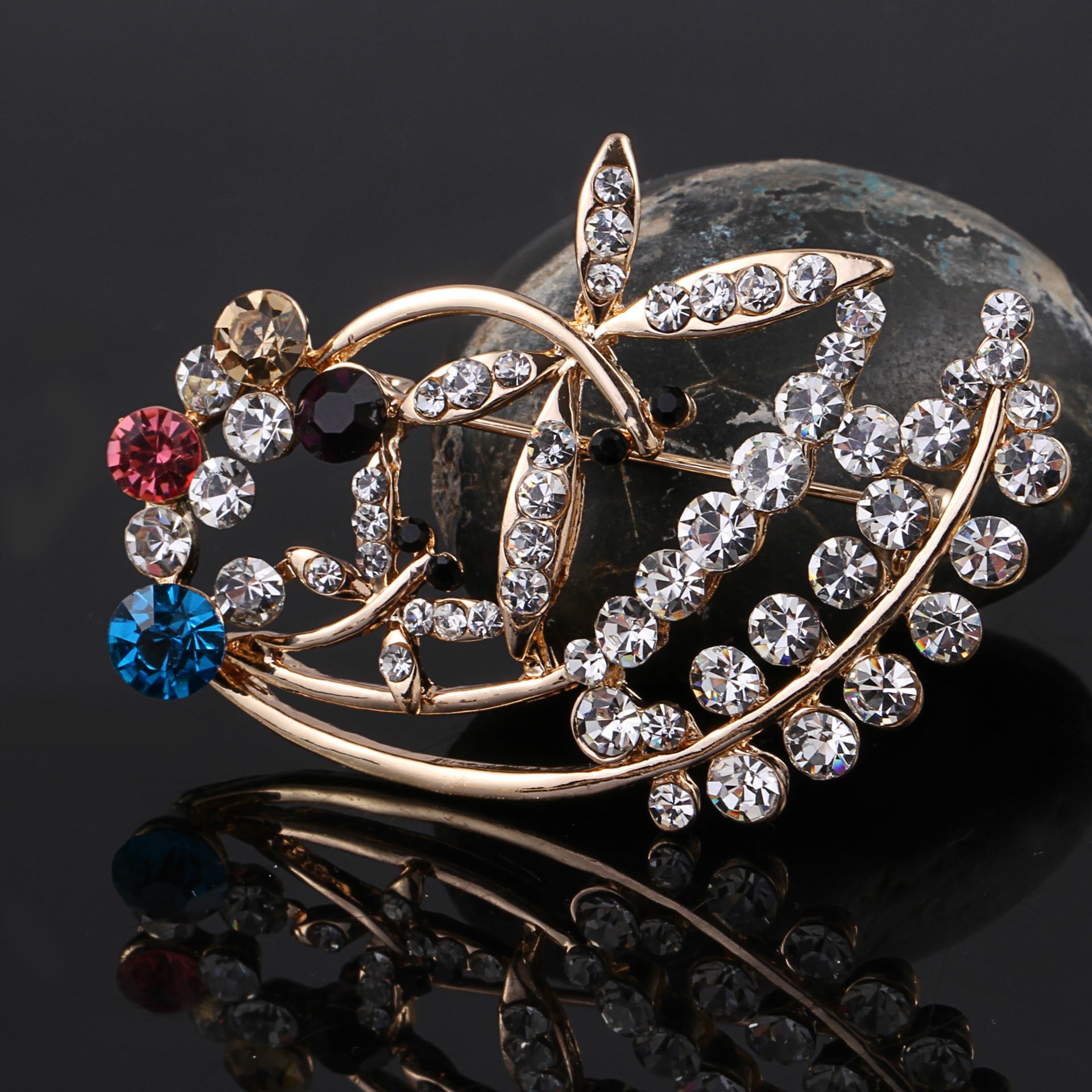 韩国新款镶钻蜻蜓胸针 高档水钻动物胸针胸花批发 淘宝速卖通货源