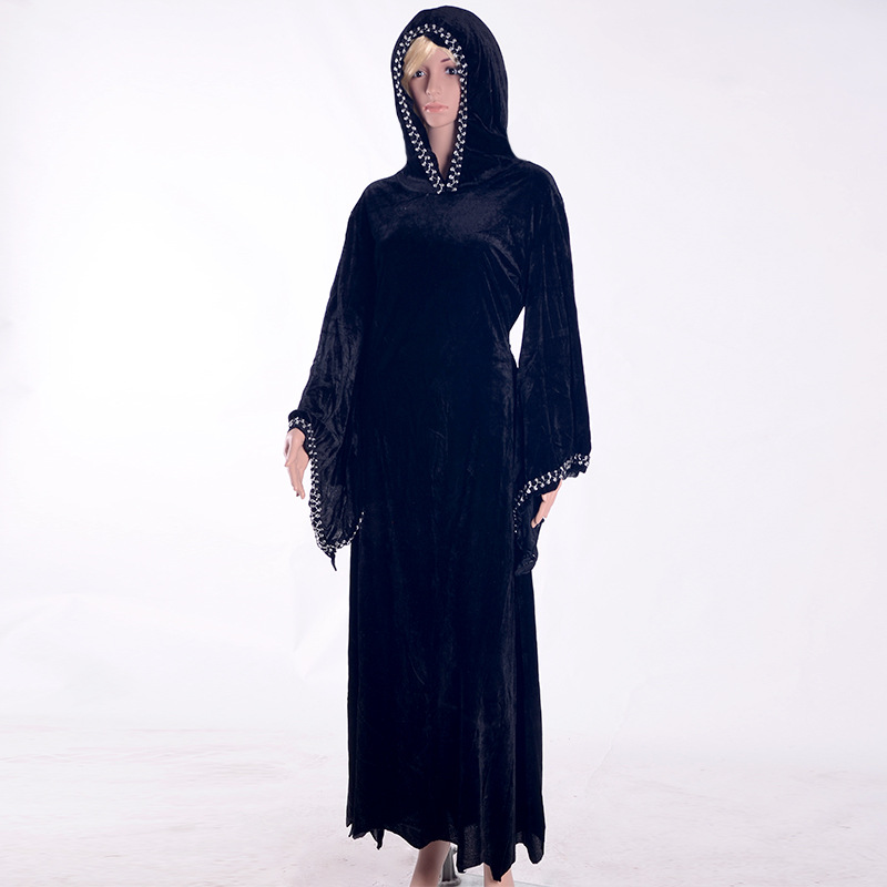 万圣节女牧师角色扮演服装修女长袍连体演出服游戏服巫婆装
