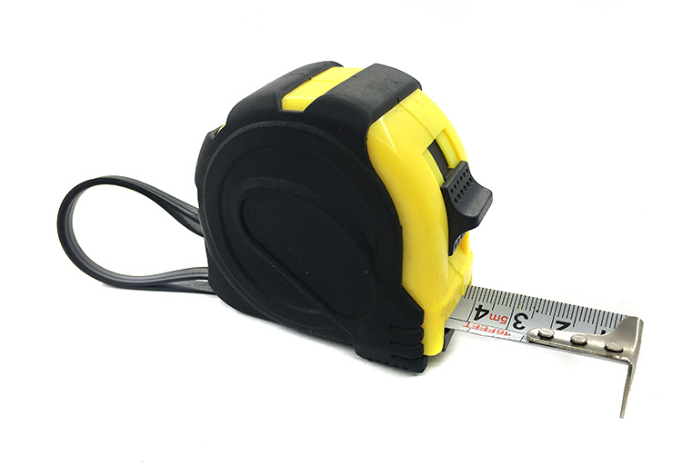 黑黄色多功能皮套卷尺 工地高精度测量卷尺 不锈钢卷尺批发出售