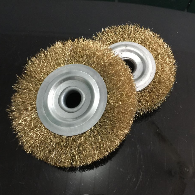 厂家批发平型钢丝轮平行钢丝刷 平形镀铜黄钢丝轮 打磨除锈抛光轮