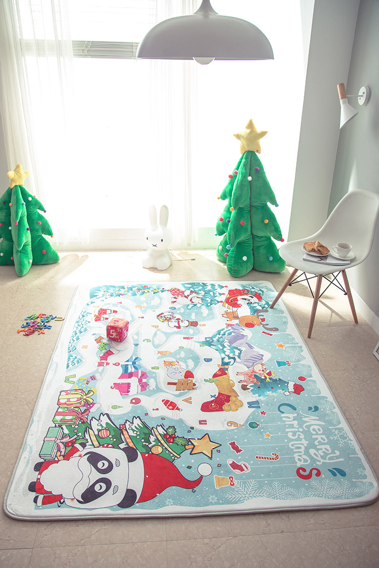 预售 圣诞欢乐颂 地垫 儿童房客厅卧室爬爬游戏垫 多功能绒地毯