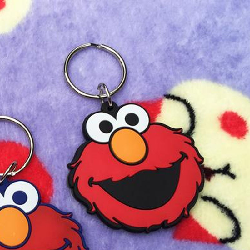 硅胶卡通动漫芝麻街elmo甜饼怪双面钥匙扣橡胶pvc挂件汽车赠品