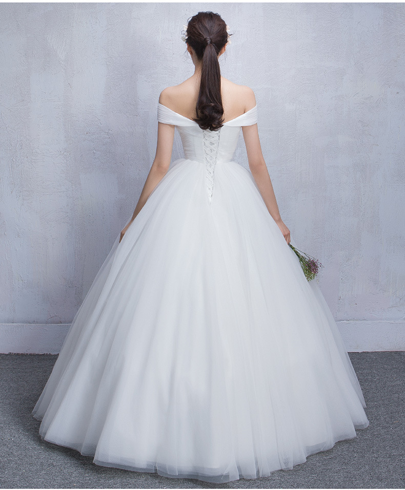 一字肩婚纱韩式齐地新娘结婚婚纱礼服2016夏季新款大码孕妇婚纱