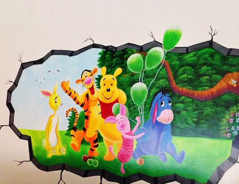 幼儿园涂鸦学校墙绘体育场绘画儿童乐园画画游乐场壁画动物园墙画