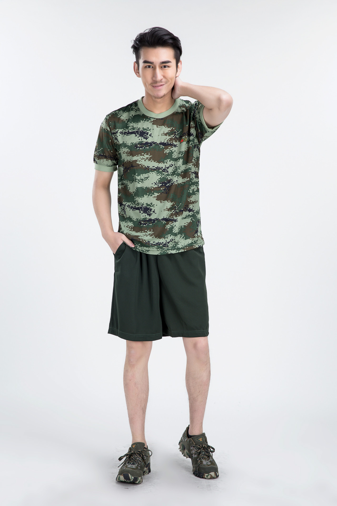 短袖套装户外消防迷彩短袖体能速干tx恤批发体能作训t恤消防套装