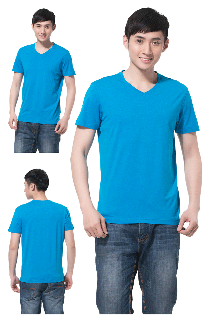 v领短袖t恤广告衫工作服班服朋友聚会团体服印字印花印logo刺绣