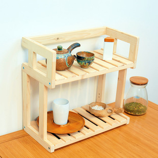 实木两层调味料架 简约厨房置物层架 实用调味品架 厂家直销
