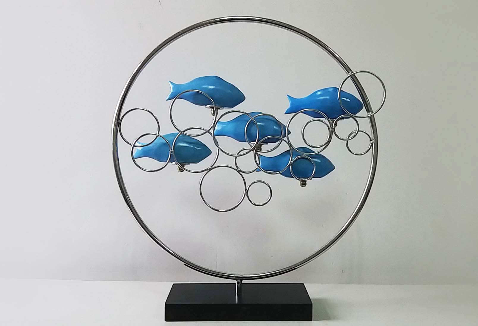 现货批发金属摆件工艺品鱼群新中式铁艺玄关客厅家居**摆件