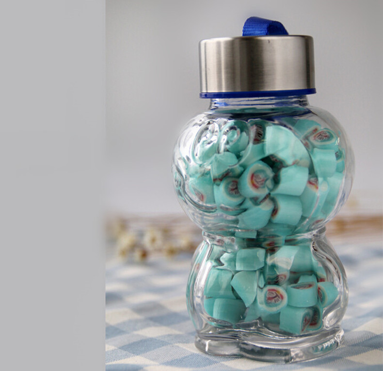 手工120g哆啦a梦糖果瓶 创意玻璃密封罐 手提杯