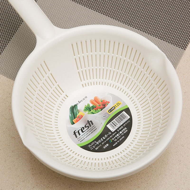 Japanese Kitchen Vegetable Washing Basket Plastic Drain Basket Washing Basin Sieve Creative Plastic Fruit Plate Fruit Pot 2-Piece Set