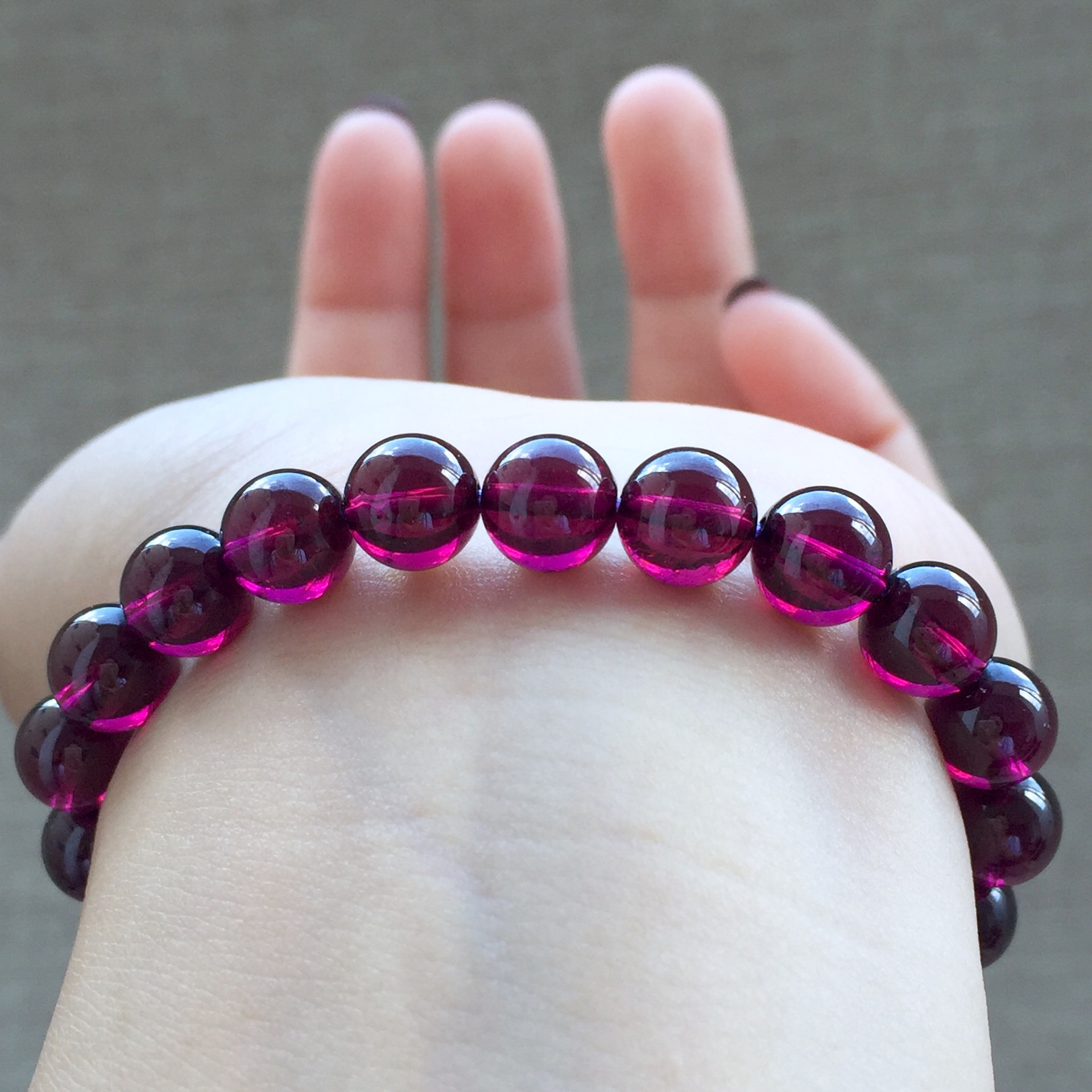 紫牙乌石榴石手链天然6a巴西紫石榴石水晶手串单圈紫牙乌