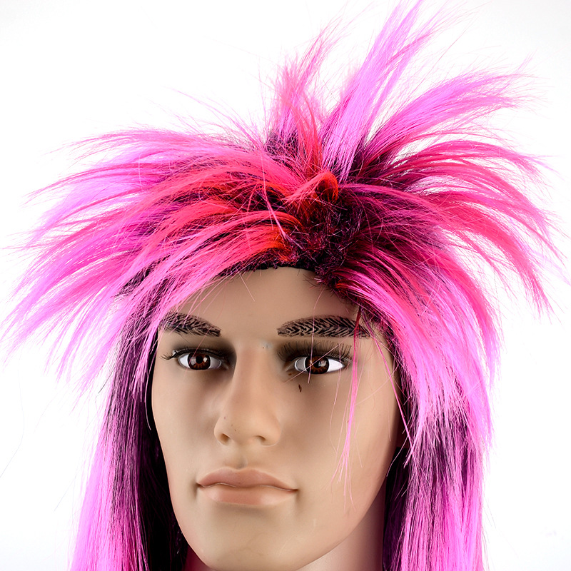 动漫cosplay假发 热销男士长假发 粉色微卷男士长卷发 艺术假发