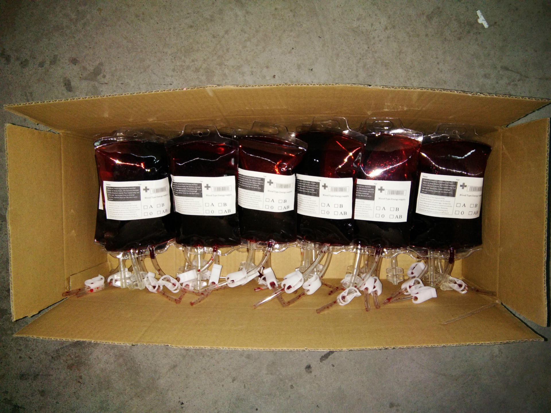 恶搞恐怖血浆袋外贸定做恐怖假血输液袋装血浆环保假血批发万圣节