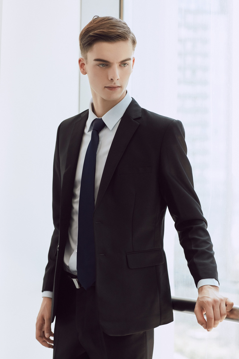 纯色韩版商务男式职业装西装套装 男士修身西服正装结婚礼服外.
