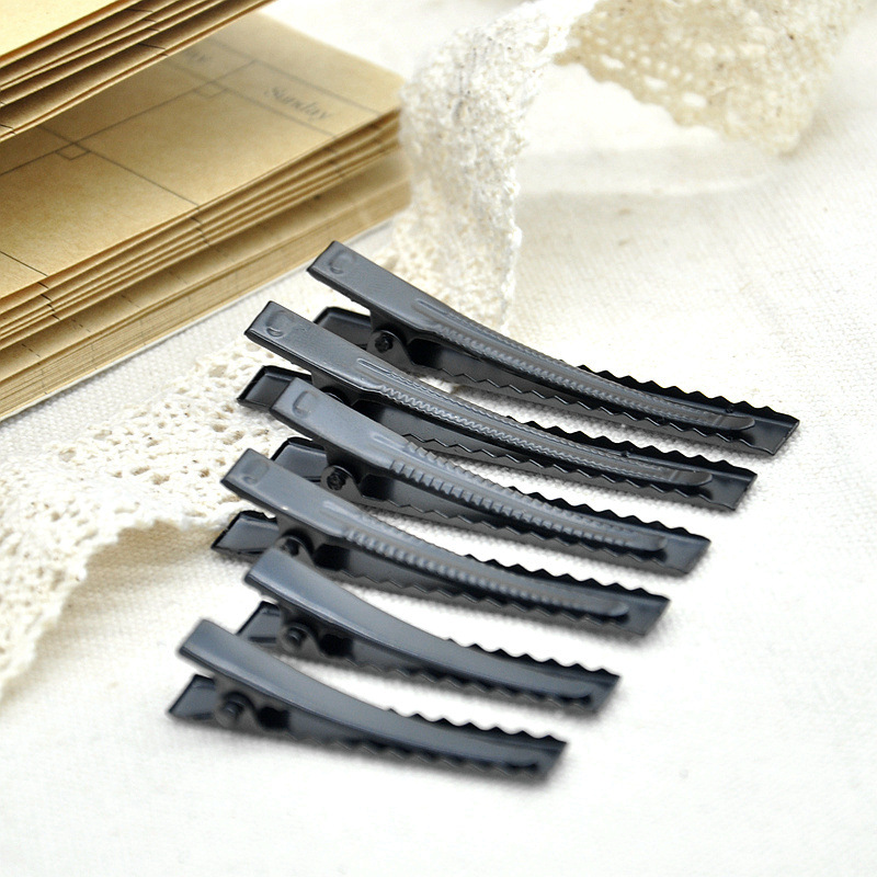 diy发饰手工头饰配件 黑色普通哑光鸭嘴夹 方夹 弹簧夹专业批发