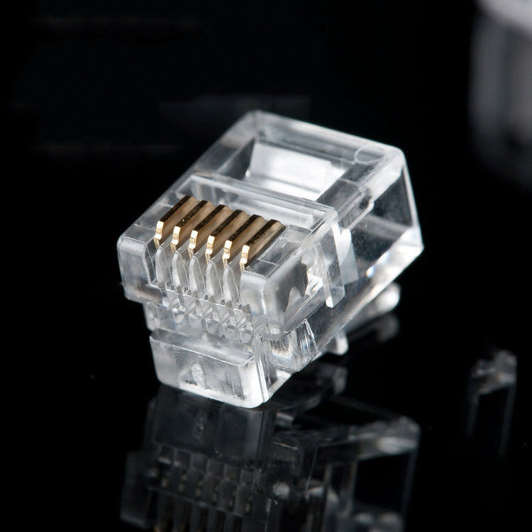 rj11电话水晶头工程专用 6p6c水晶头6芯扁平线缆水晶头厂家直销