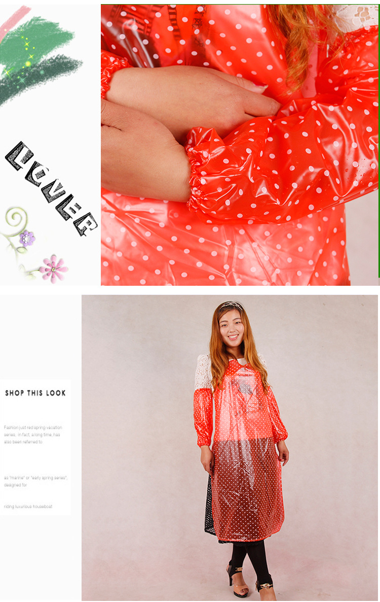 慧祥雨衣防水防油防污抗硬化围裙纯胶水晶花透明点料围裙袖