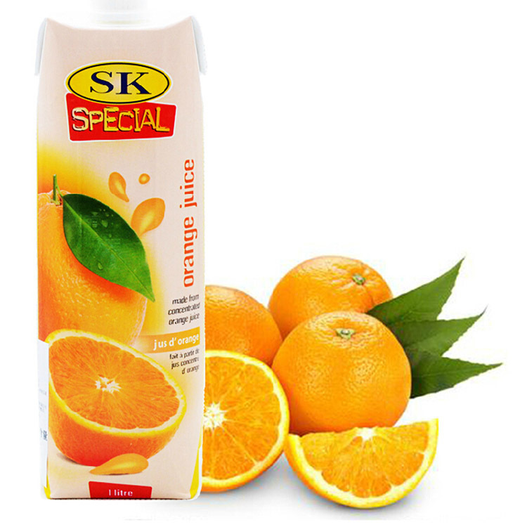 进口果汁 塞浦路斯原装进口sk天然橙汁饮料1l 天然果汁一件代发