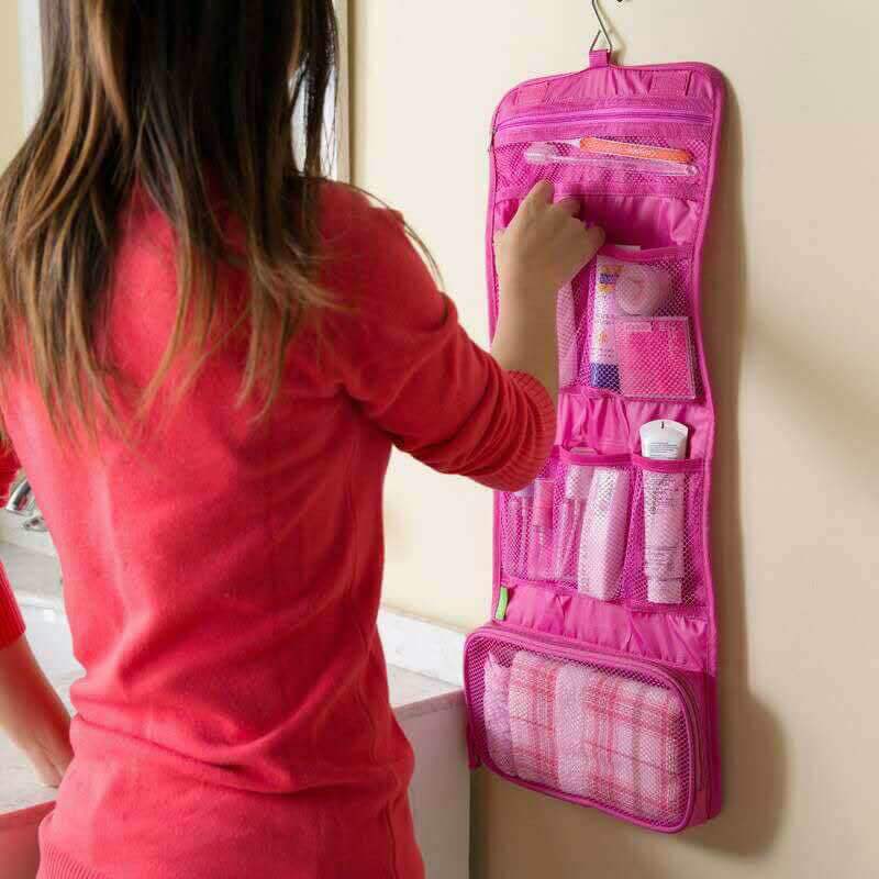 Korean Style Foldable Hanging Storage Bag Waterproof Wash Bag Large Capacity Travel Bag Cosmetic Bag Outdoor Travel Bag
