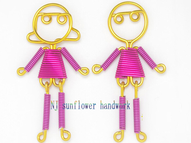 情侣娃娃手工diy制作铝线小挂件情侣娃娃铁丝单车男女同学礼物-金属