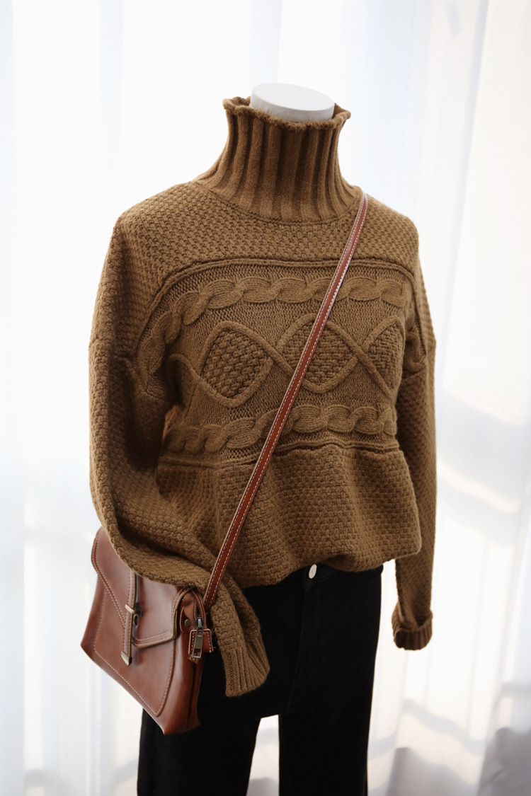 3色横向麻花高领毛衣兔绒包芯纱 2016冬季新品文艺范宽松 - 纺织材料