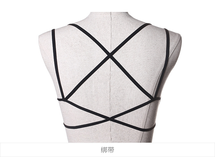 mimi fantasy 欧美风绑带美背全交叉细带超薄透气性感文胸套装