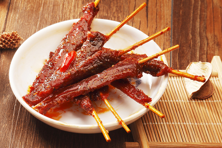 好棒美香辣味鸭肉串30包/盒直销香辣湖南特产休闲办公小零食鸭肉