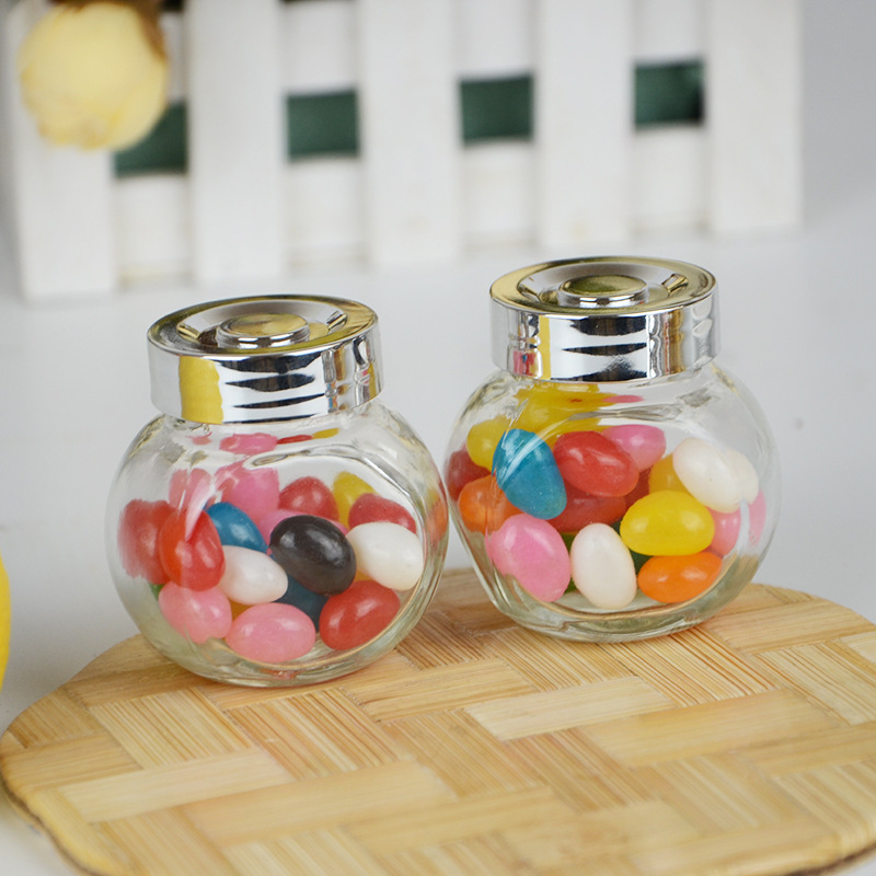 厂家直销糖果瓶50毫升扁骨玻璃瓶 调料瓶 许愿瓶 扁鼓瓶